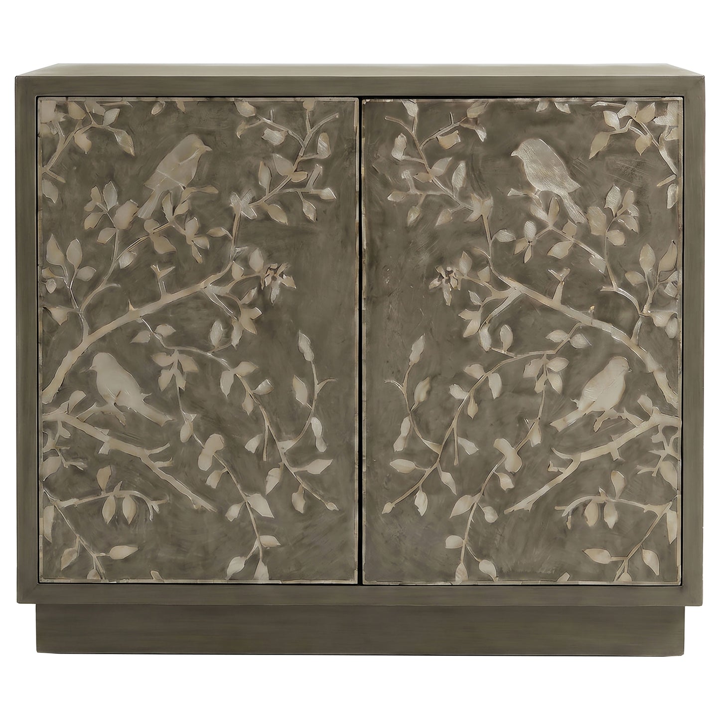Parkes 2-door Bone Inlay Accent Cabinet Distressed Grey