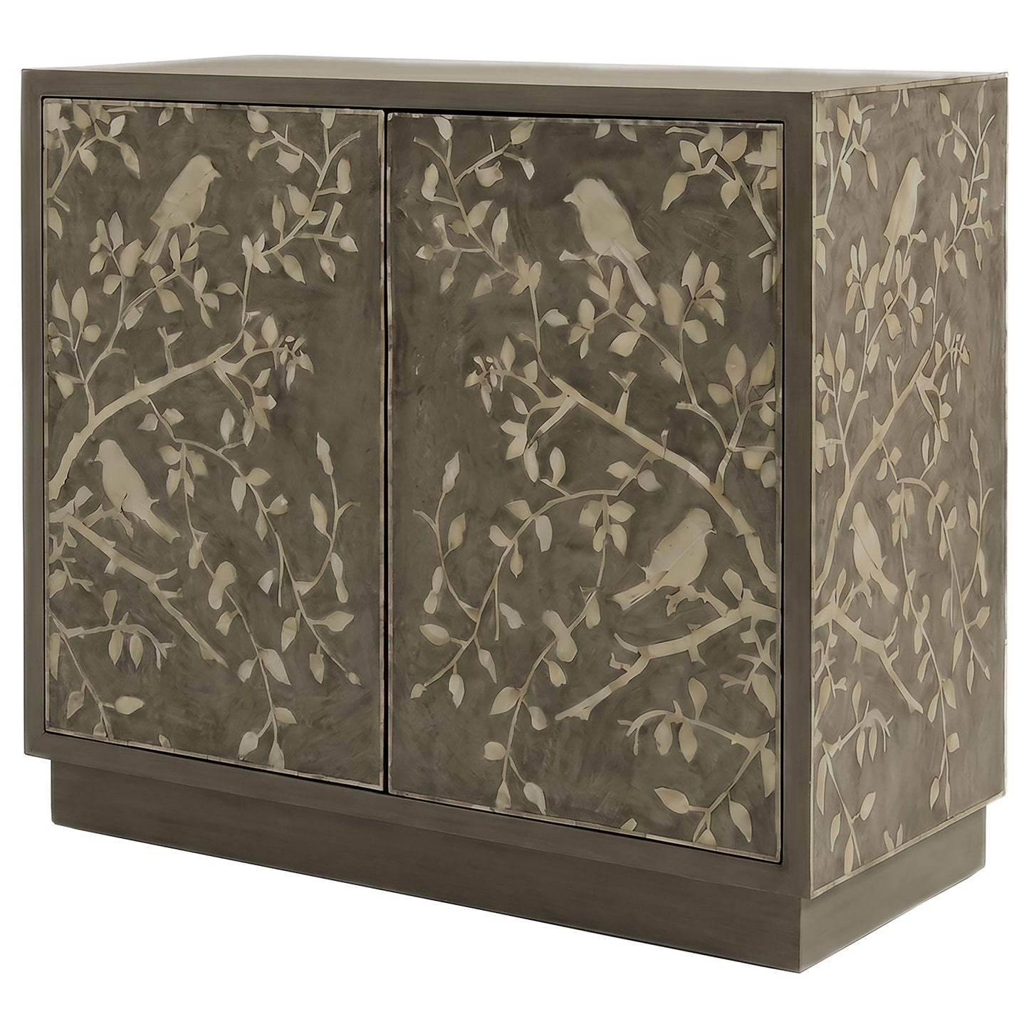 Parkes 2-door Bone Inlay Accent Cabinet Distressed Grey