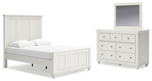 Grantoni Queen Panel Bed with Mirrored Dresser