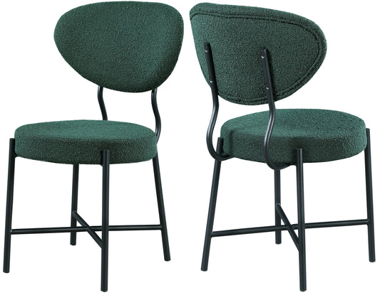 Allure Green Boucle Fabric Dining Chair