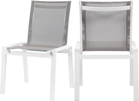 Nizuc Grey Mesh Water Resistant Fabric Outdoor Patio Aluminum Mesh Dining Chair