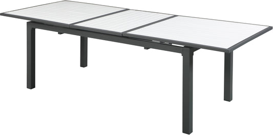 Nizuc White Wood Look Accent Paneling Outdoor Patio Aluminum Dining Table